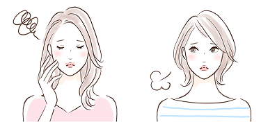 お悩みを抱える女性のイラスト